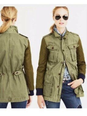 J. Crew Quilted Boyfriend Fatigue Jacket Olive Utility Military Medium